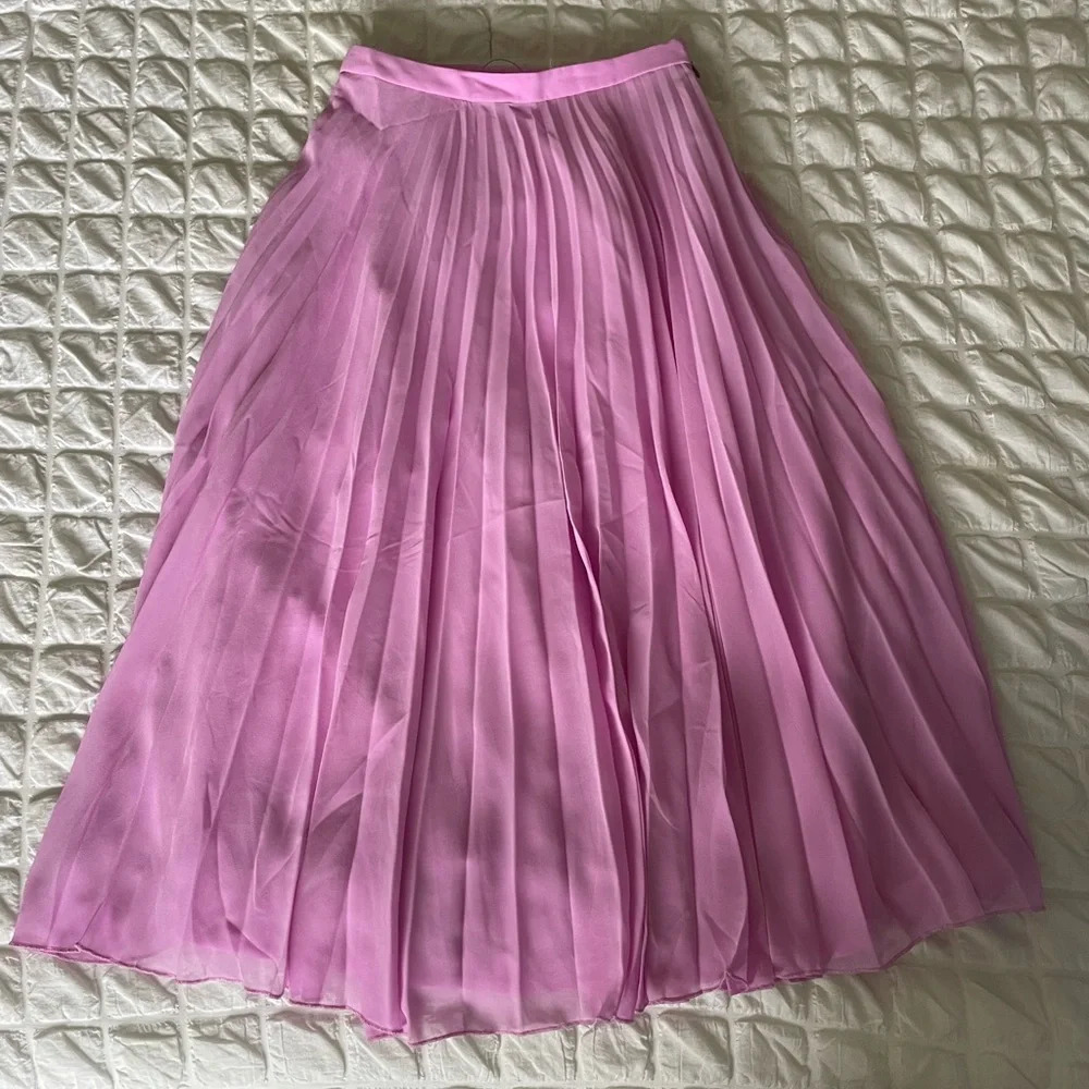ASOS pink pleated midi skirt